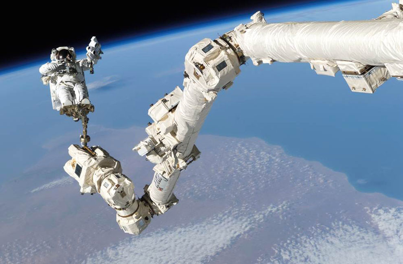 Illustration for article titled A Robotic Arm in Space Mixes Brawn and Beauty